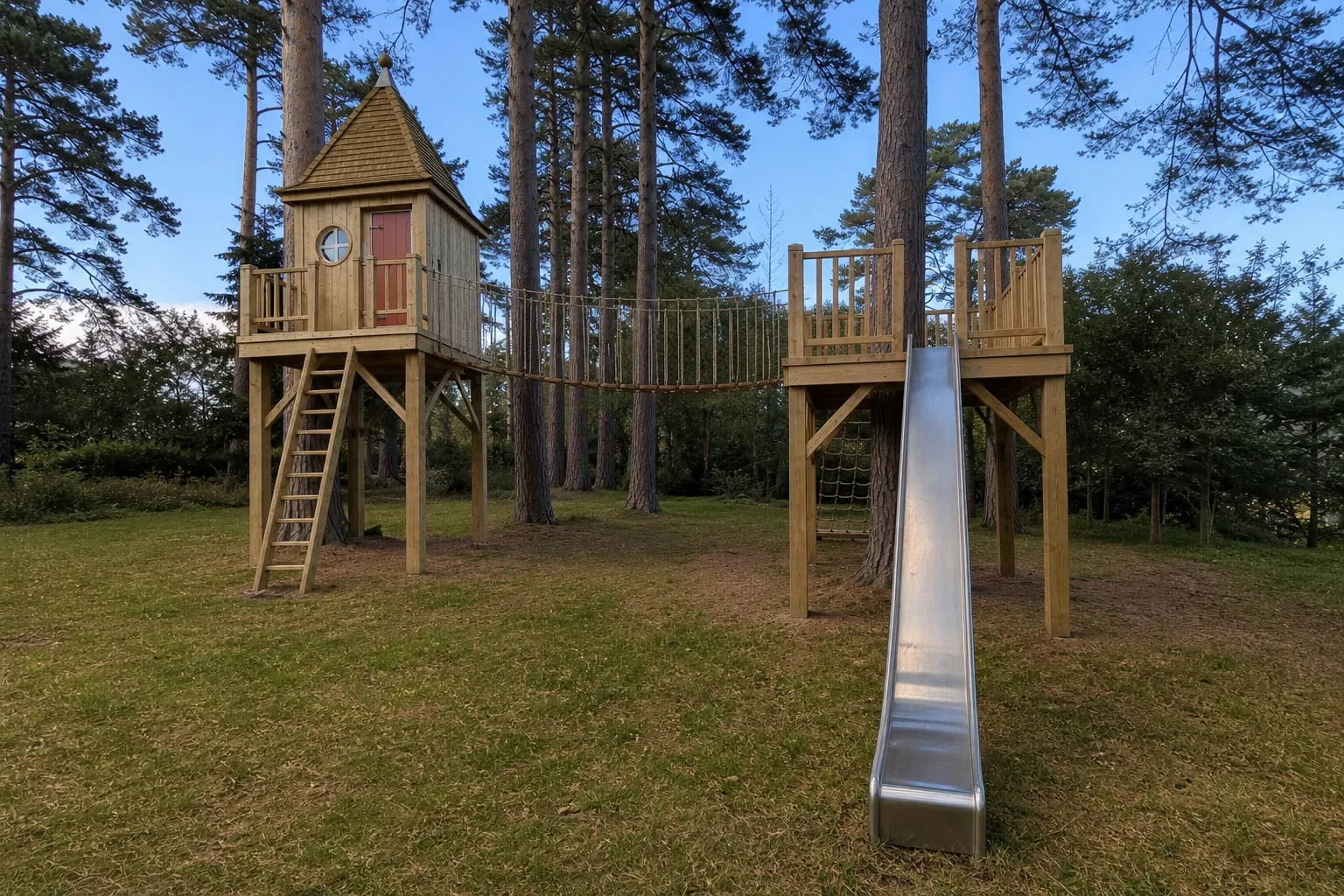 Children's Tree House with a Slide and Rope Bridge in Pitlochry, Perthshire, photo 2 of 3