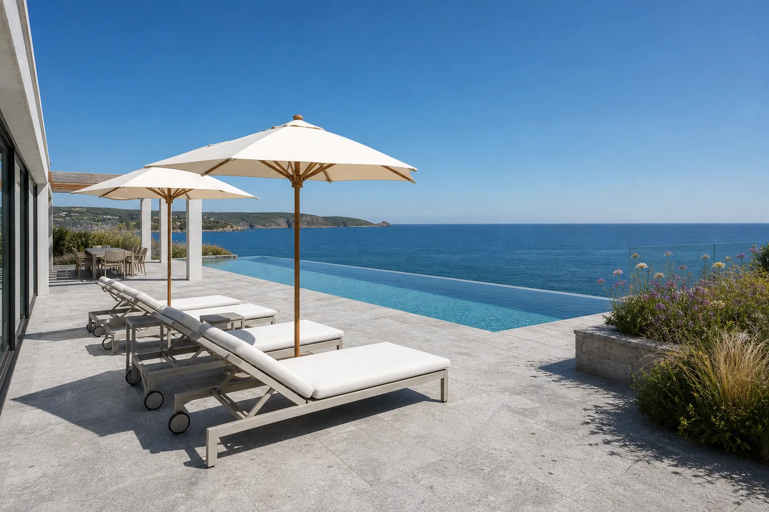 Clifftop Pool and Granite Terrace Above the Sea, St Ives, Cornwall