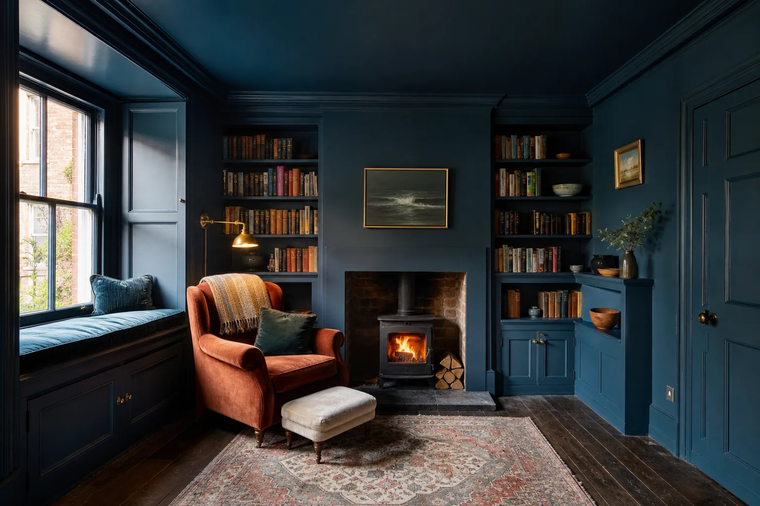 Colour Drenched Snug with a Wood Burner, Bootham, York