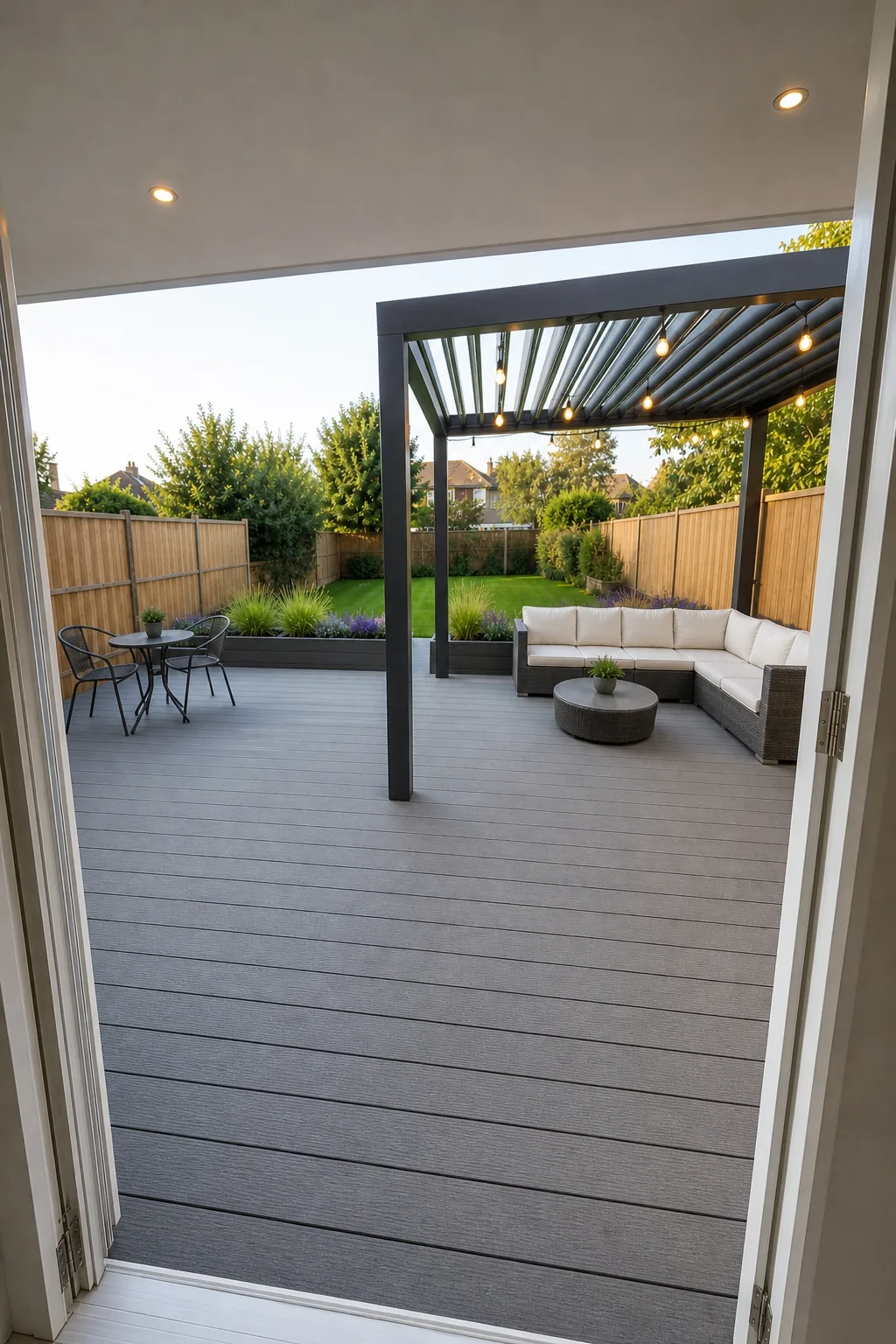 Composite Deck with a Pergola and Outdoor Seating in Leigh-on-Sea, Essex, photo 5 of 5