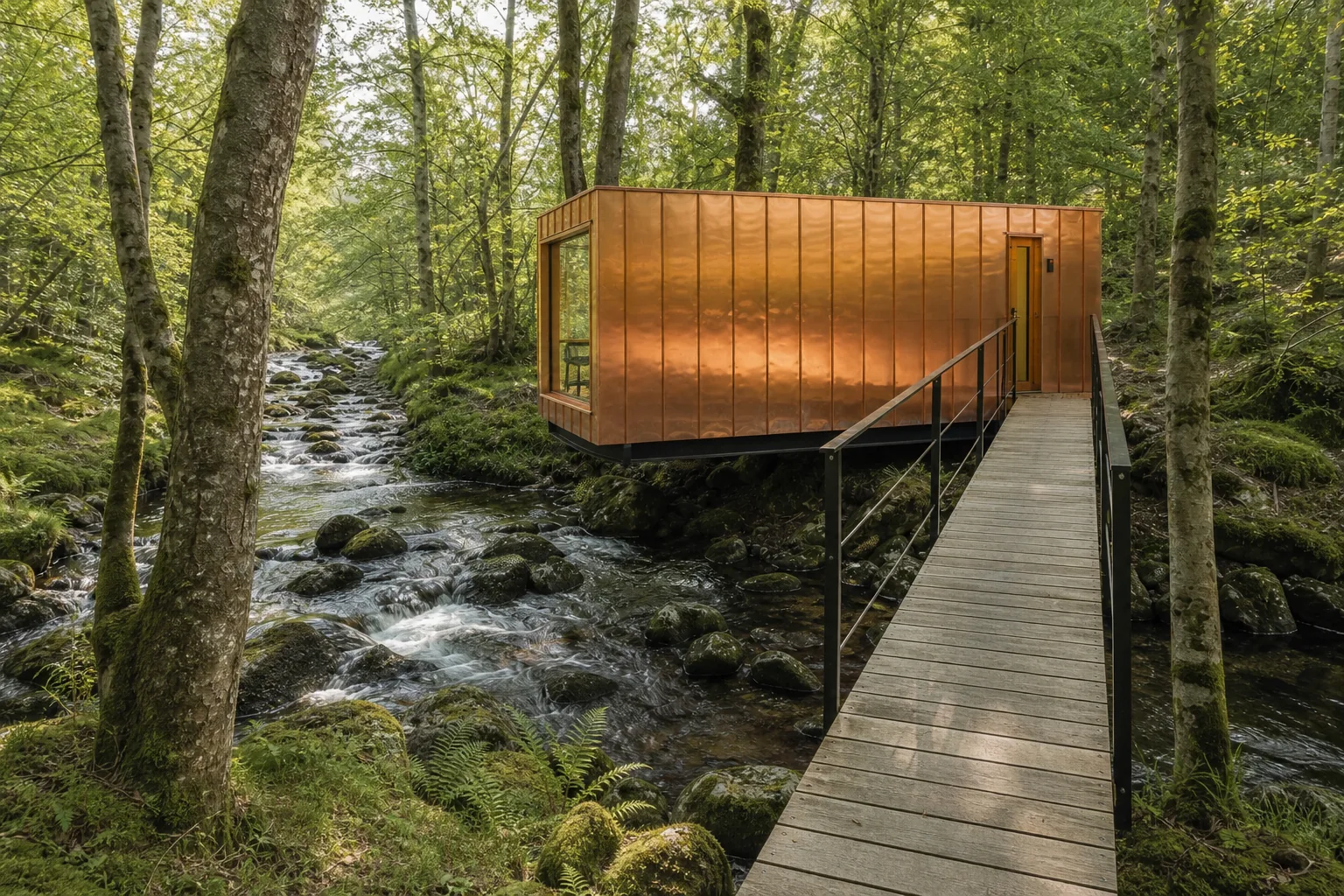 Copper Clad Studio Over a Mountain Stream in Crickhowell, Powys, photo 2 of 3