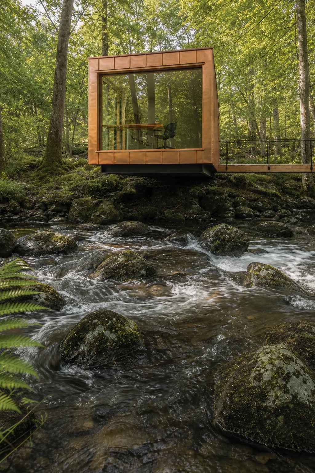 Copper Clad Studio Over a Mountain Stream in Crickhowell, Powys, photo 3 of 3