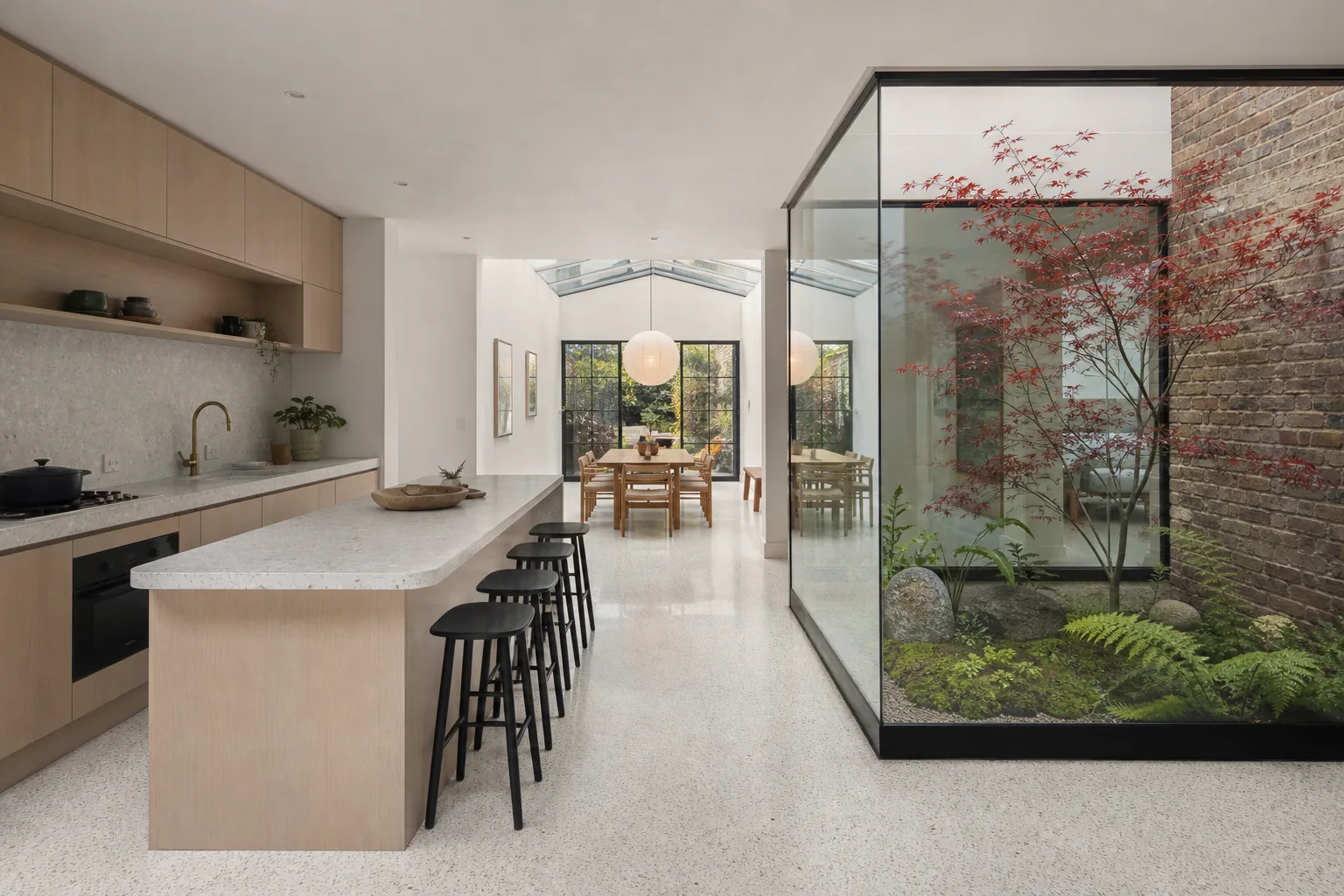 Open Plan Kitchen Around a Glass Roofed Courtyard, Islington, London
