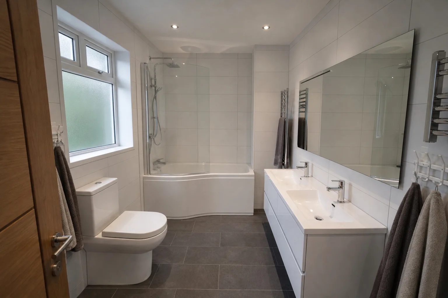 Busy Family Bathroom with Twin Basins, Craigie, Perth