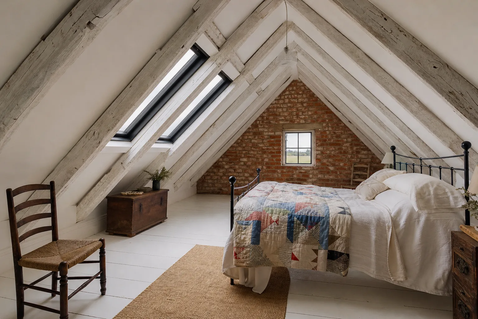 Loft Bedroom under the Eaves of a Lincolnshire Cottage, Louth, Lincolnshire