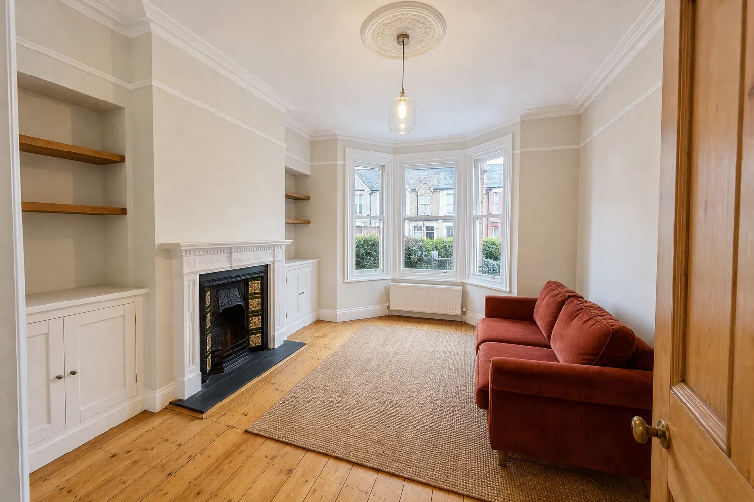 Edwardian Living Room with a Restored Fireplace, Pontcanna, Cardiff