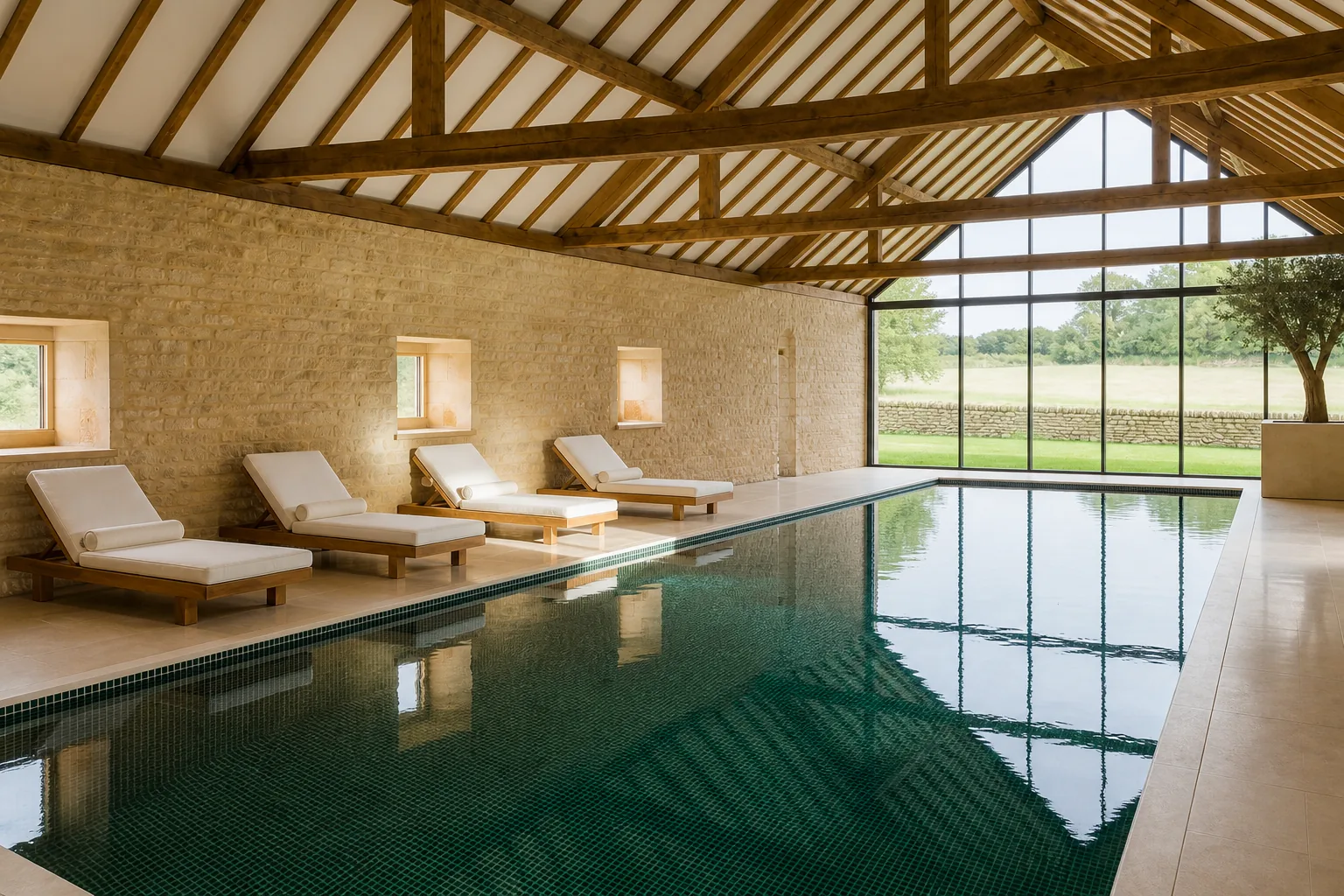 Indoor Pool in a Converted Cotswold Stone Barn in Chipping Campden, Gloucestershire, photo 3 of 5