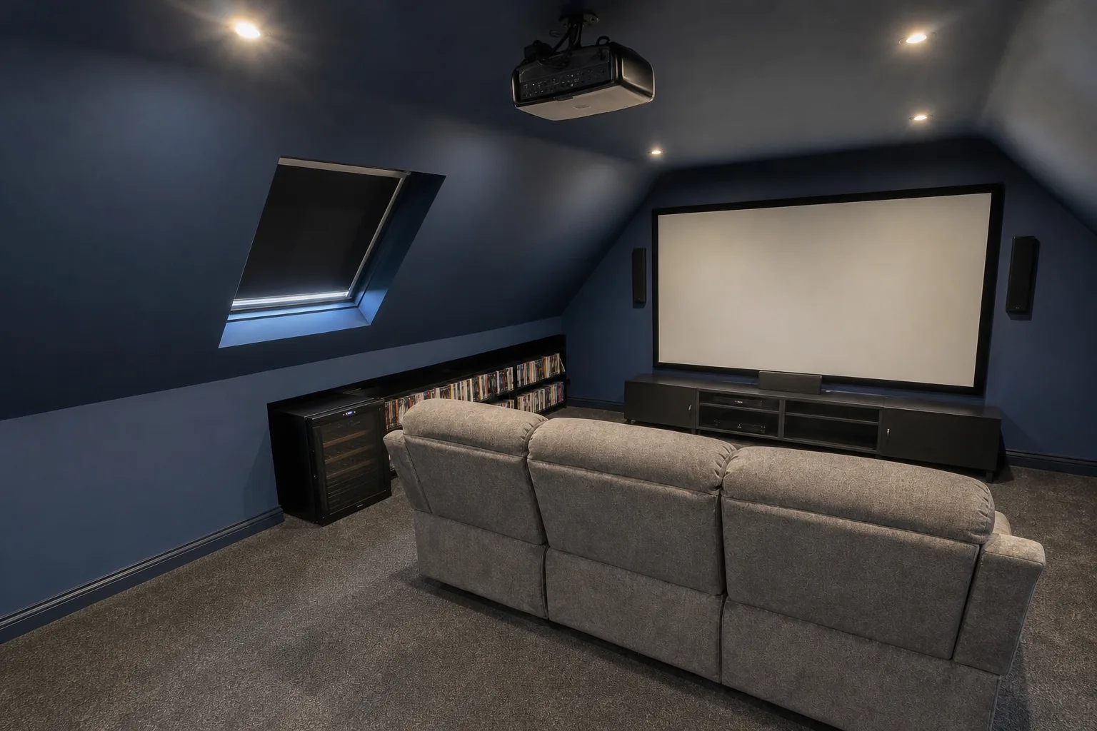 Loft Cinema Room with a Projector Screen in Sutton Coldfield, West Midlands, photo 3 of 3