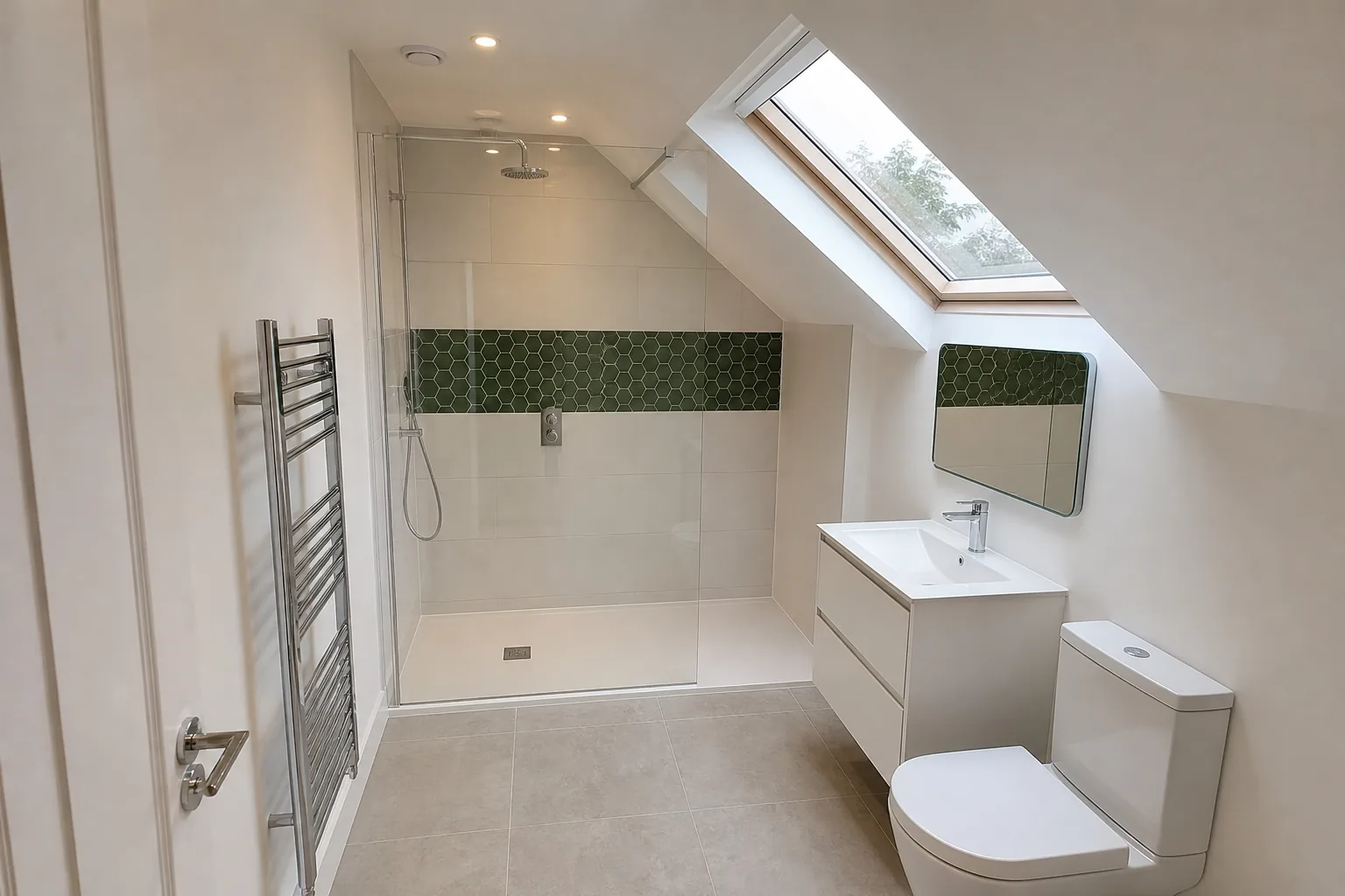 Loft En-suite with a Walk In Shower under the Eaves, Caversham, Reading