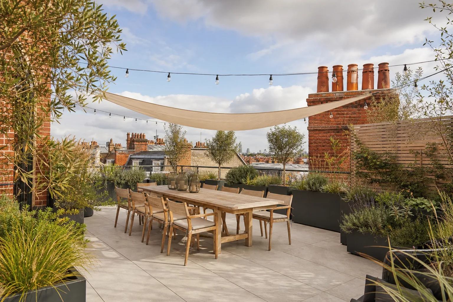 Roof Terrace Garden on a Mansion Block, Marylebone, London