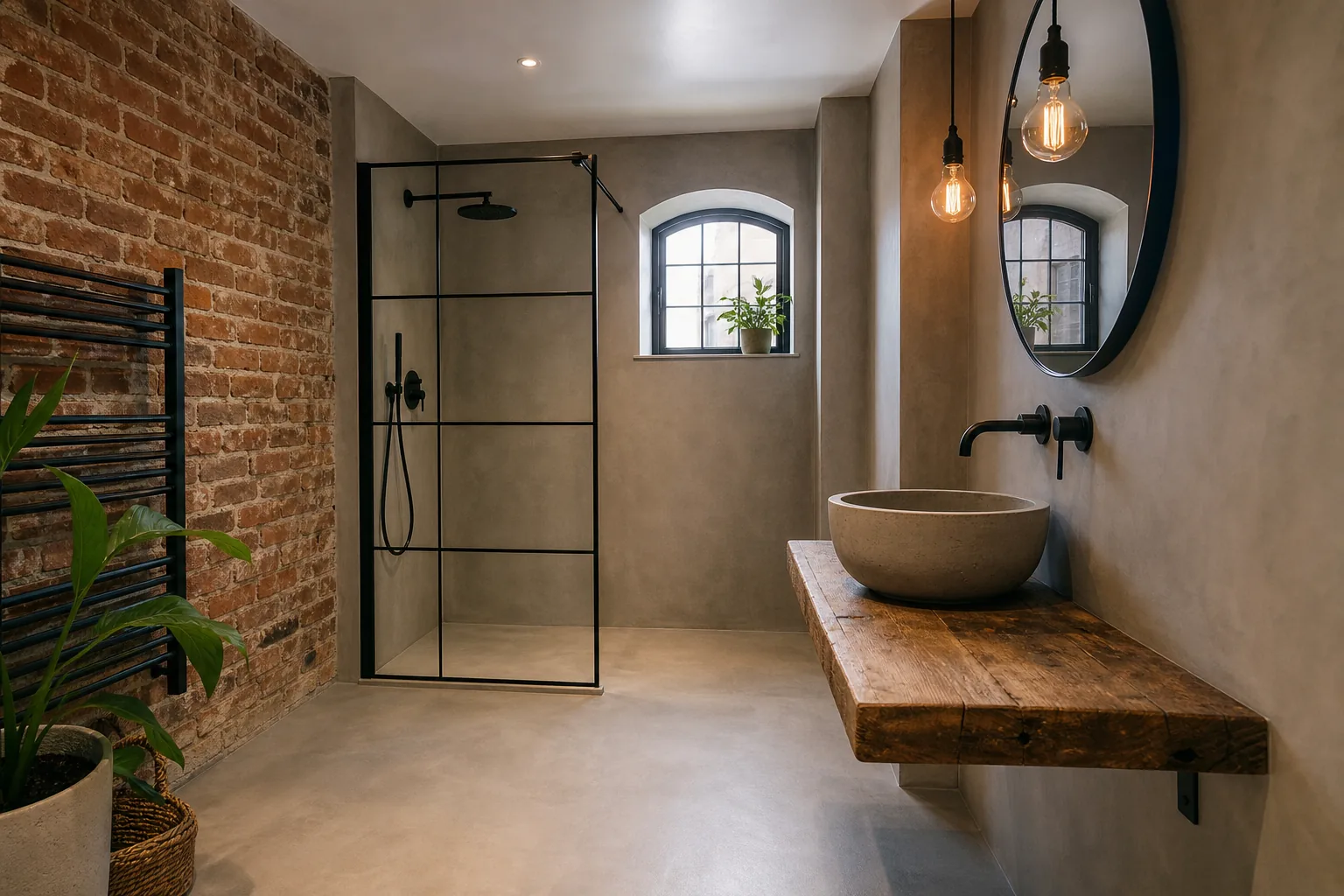 Microcement Shower Room in a Warehouse Flat, Old Town, Hull