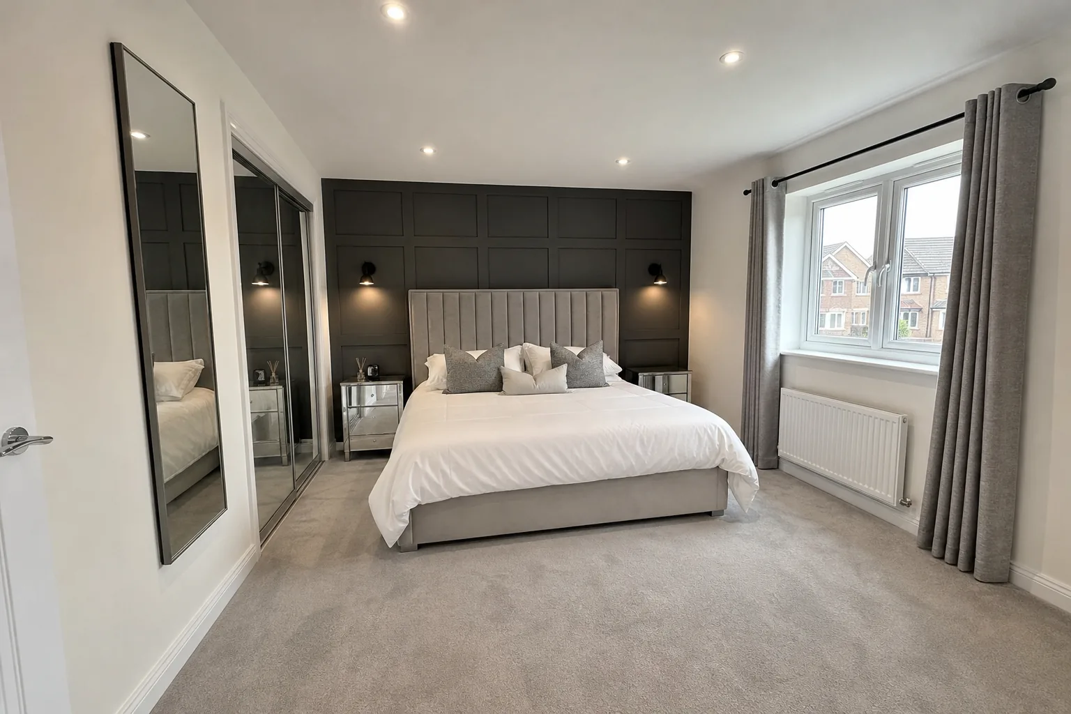 New Build Master Bedroom with a Panelled Feature Wall, Cramlington, Northumberland