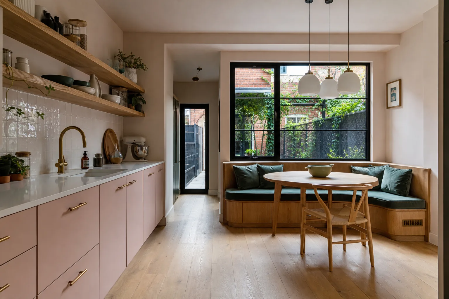 Plaster Pink Kitchen Diner with a Banquette, Stranmillis, Belfast