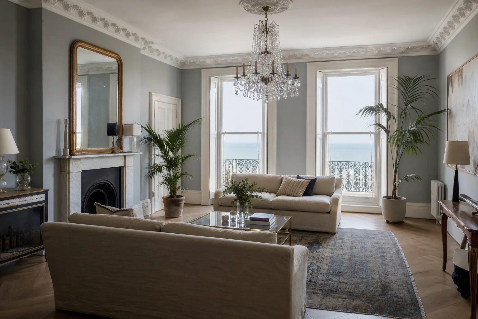 Regency Drawing Room with a Sea View, Kemptown, Brighton