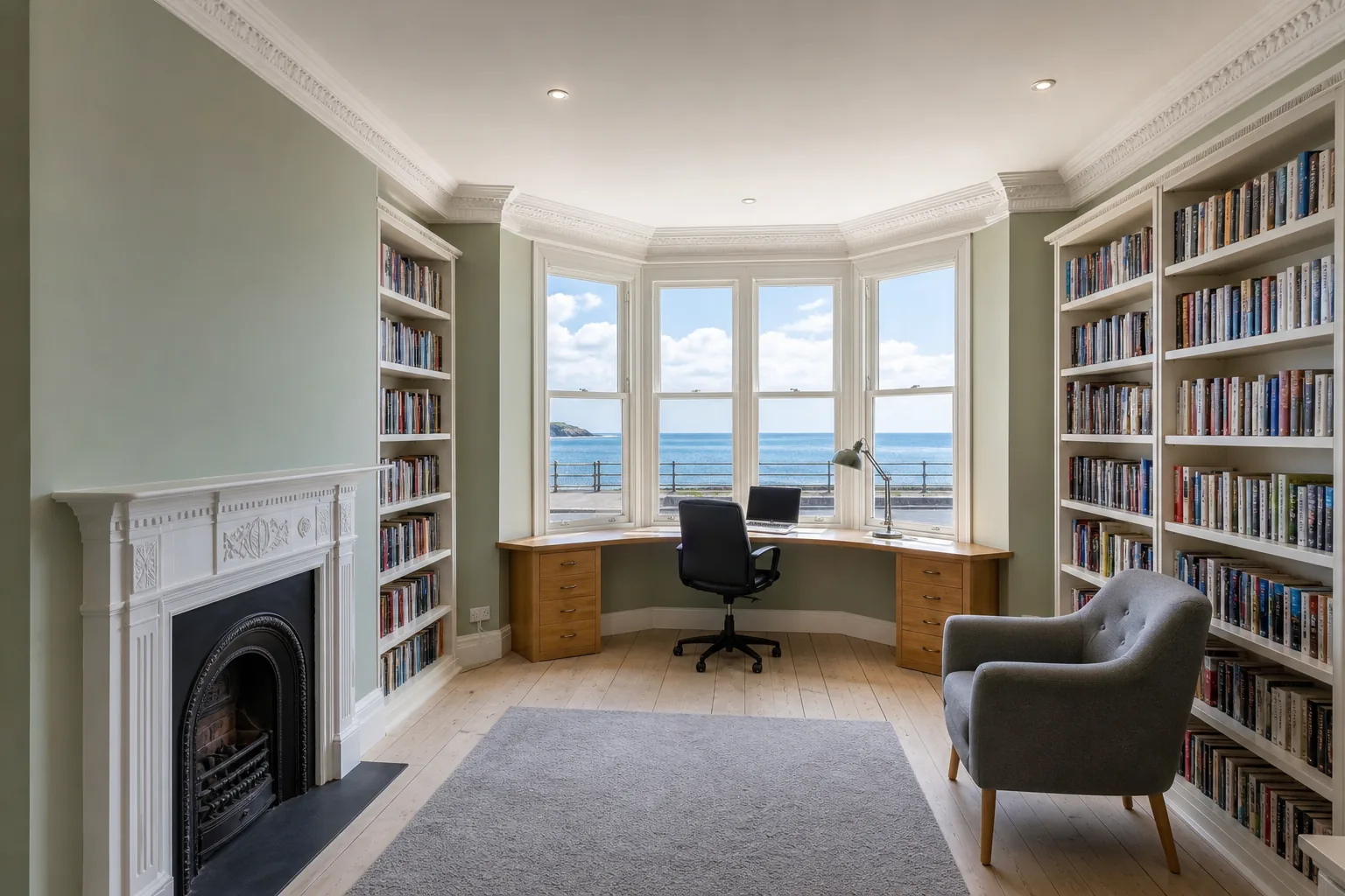 Bay Window Home Office in a Seafront Townhouse, Llandudno, Conwy