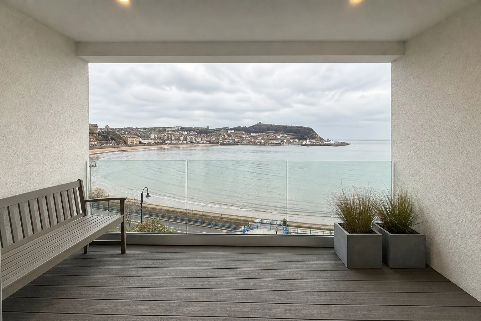 Seaside Flat Balcony with New Glass Balustrade, South Bay, Scarborough