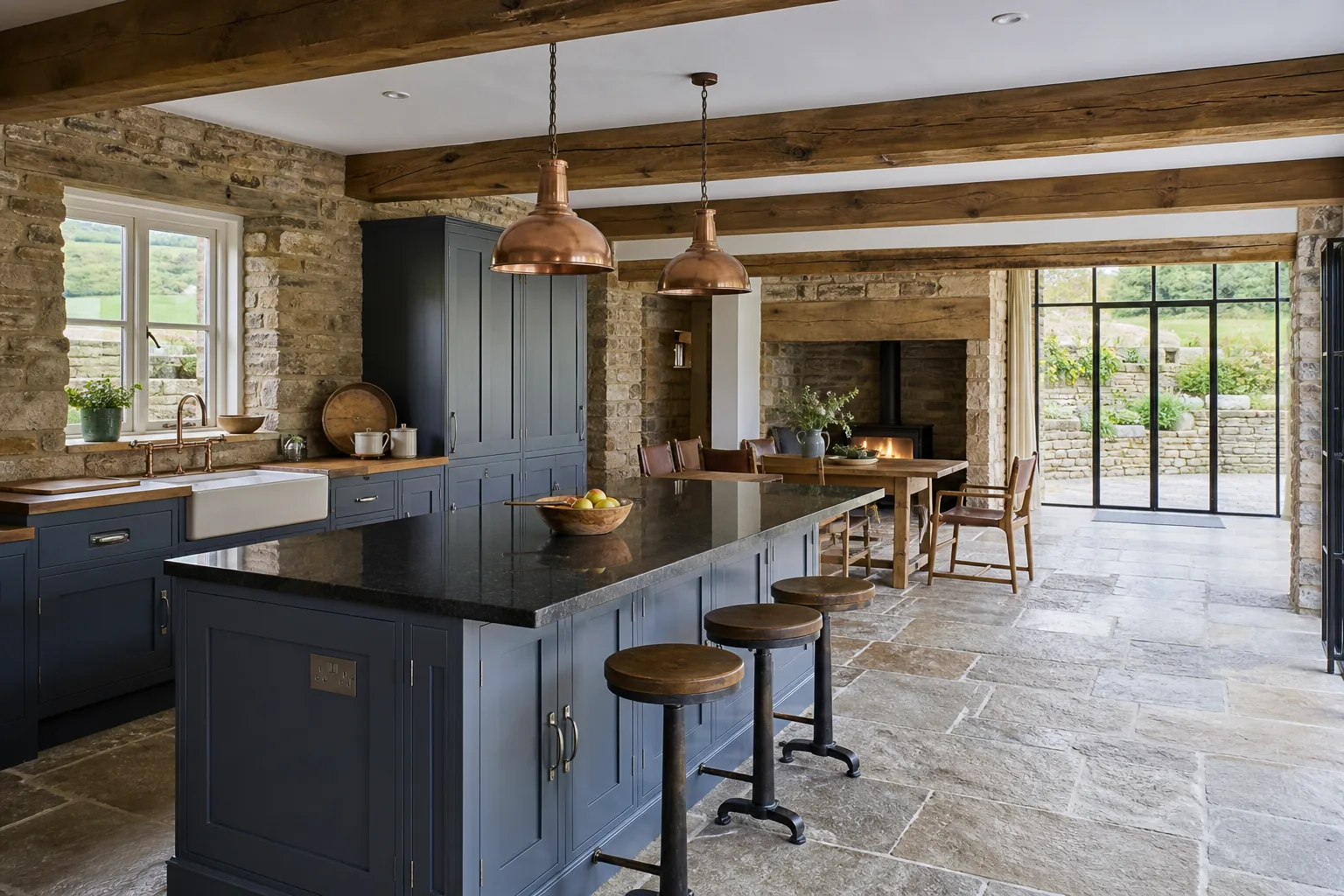 Stone Farmhouse Open Plan Kitchen, Bakewell, Derbyshire