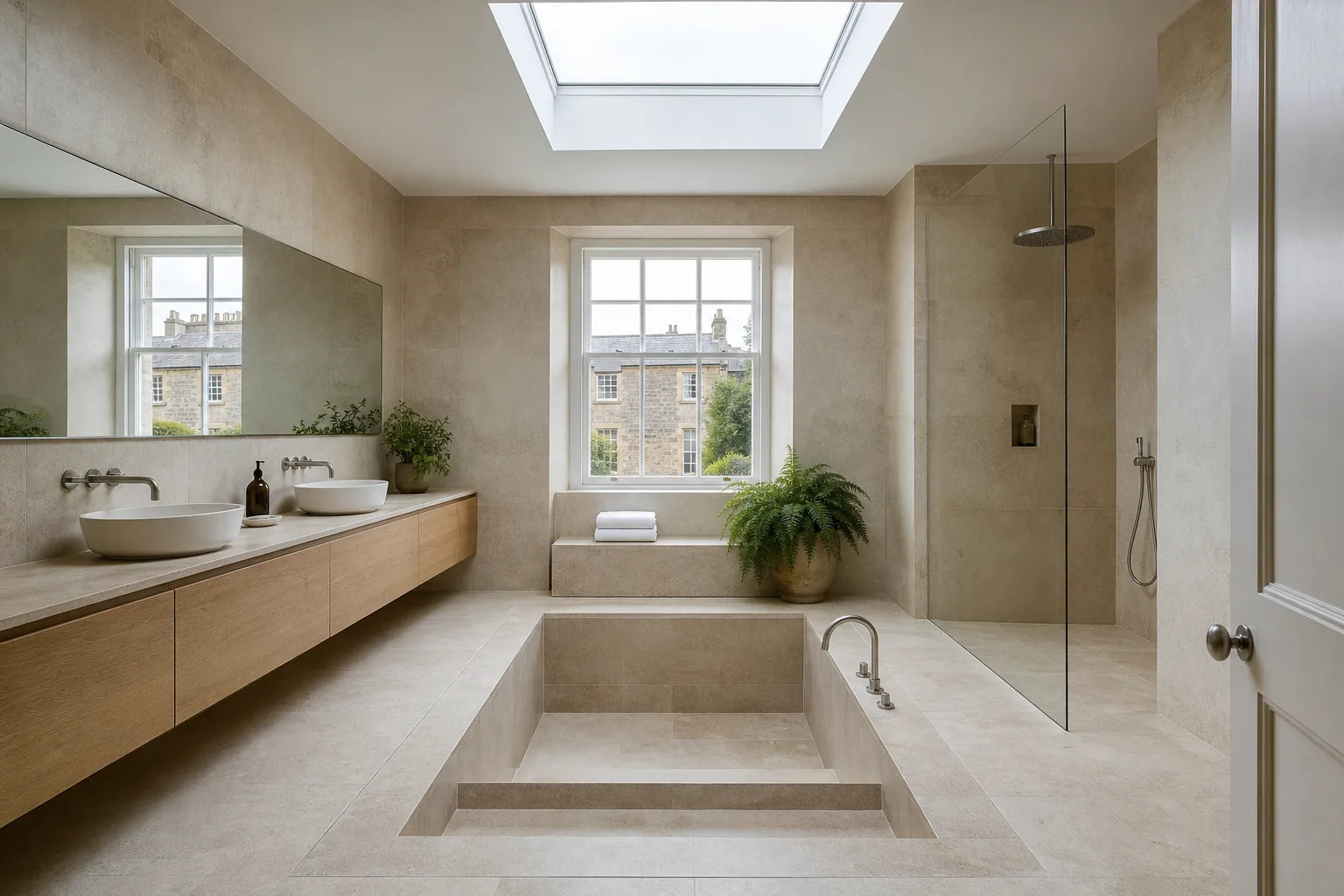 Spa Bathroom with a Sunken Stone Bath in Stockbridge, Edinburgh, photo 1 of 4