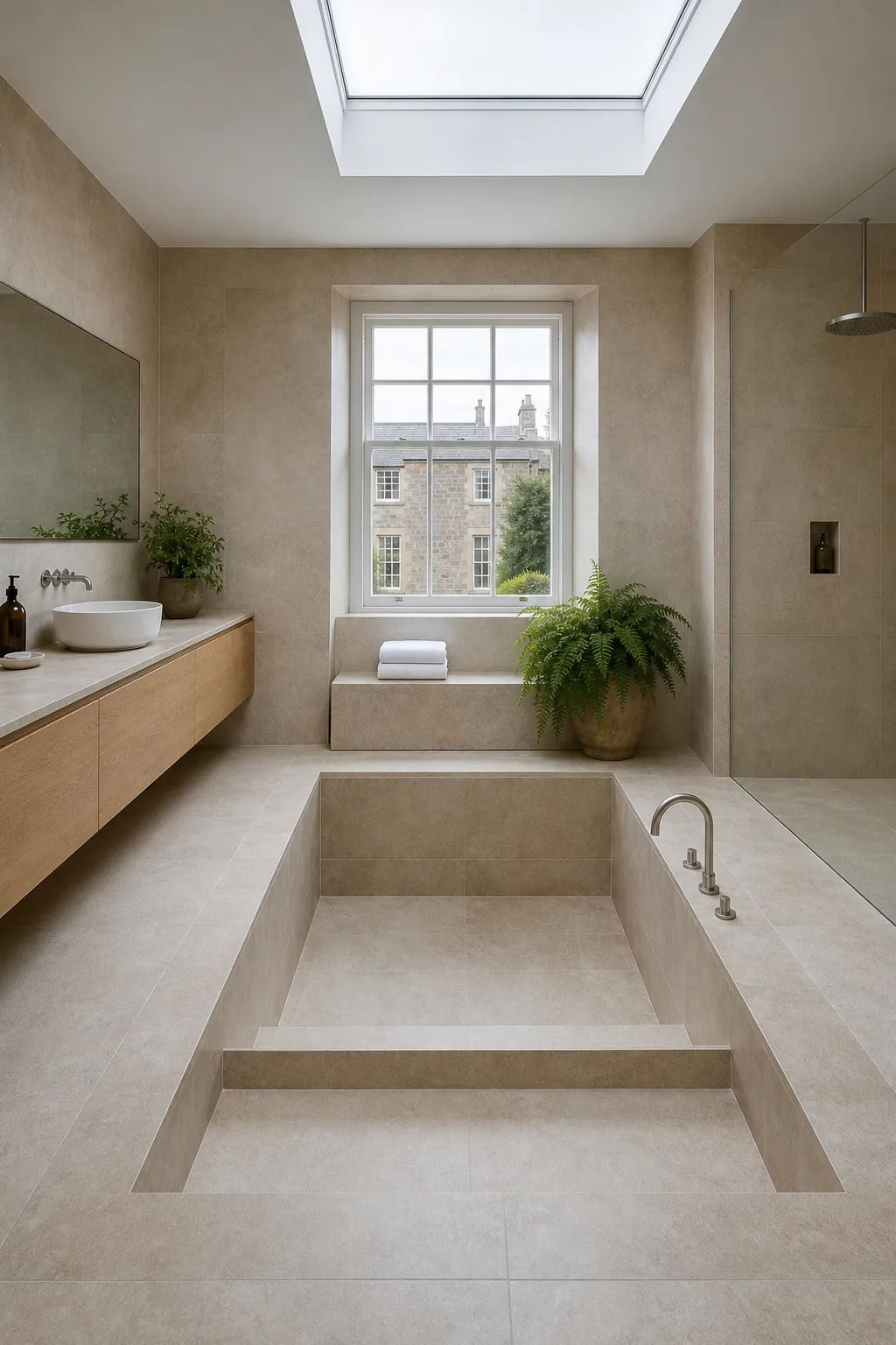 Spa Bathroom with a Sunken Stone Bath in Stockbridge, Edinburgh, photo 3 of 4