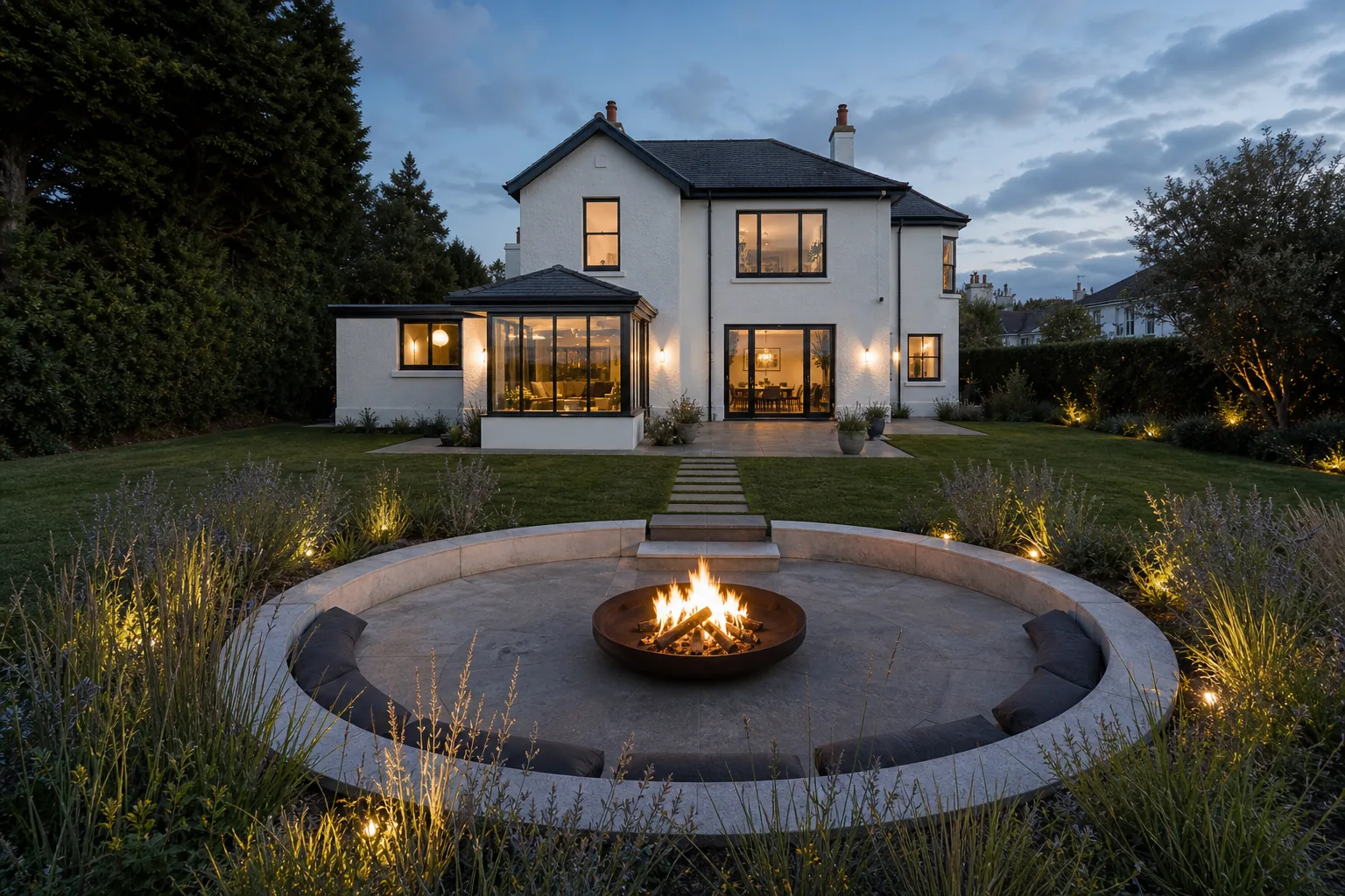 Sunken Fire Pit Garden with Built In Seating in Holywood, County Down, photo 2 of 3