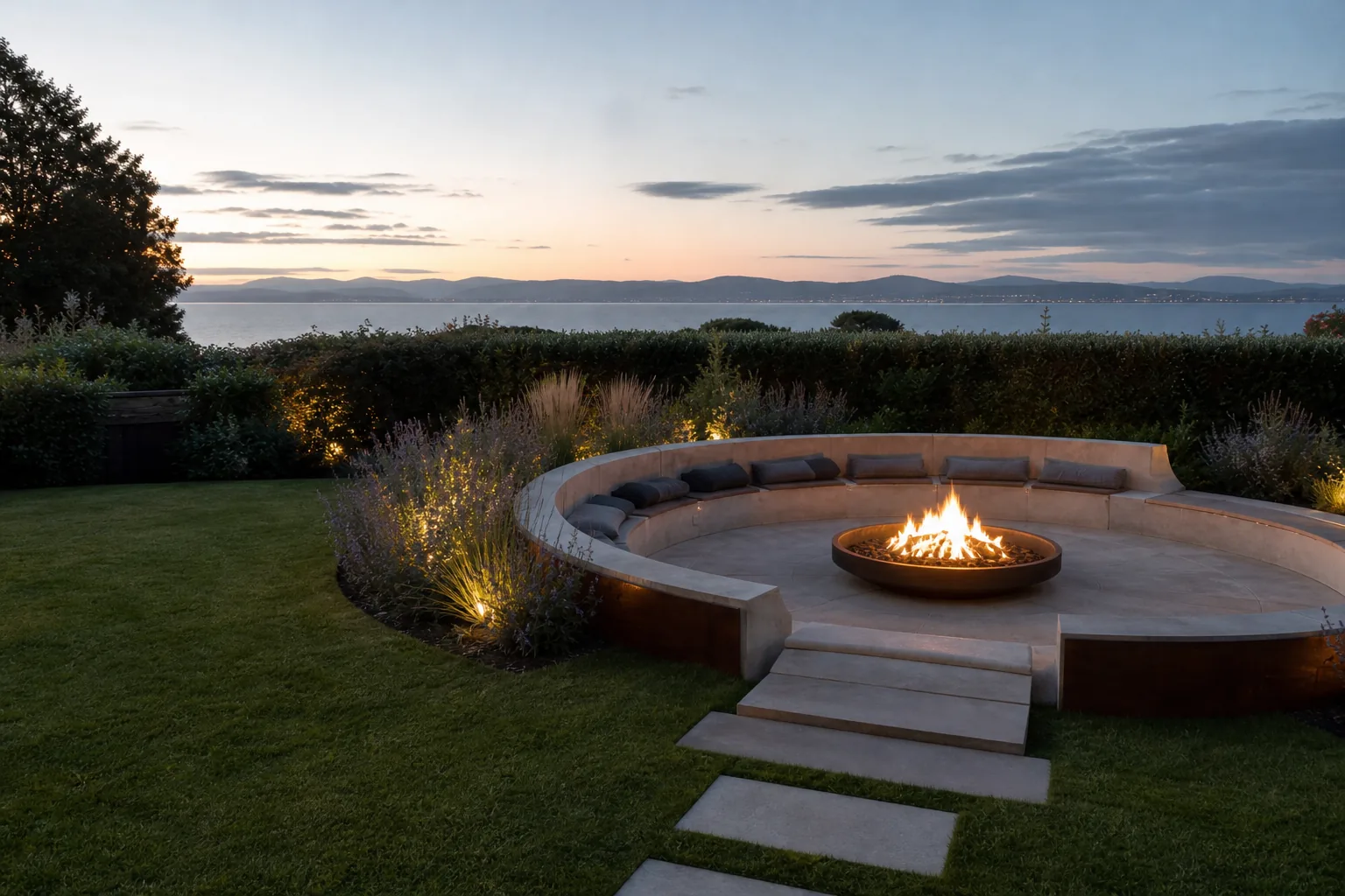 Sunken Fire Pit Garden with Built In Seating in Holywood, County Down, photo 3 of 3